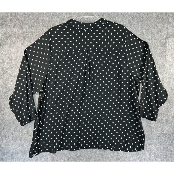 Torrid Polka Dot Top Sheer Size 5 Black High Low Hem V-Neck 3/4 Sleeve - Picture 5 of 10